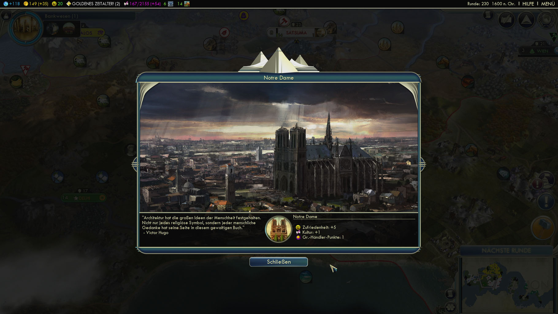 Weltwunder wie Notre Dame werden mit einem Artwork präsentiert.