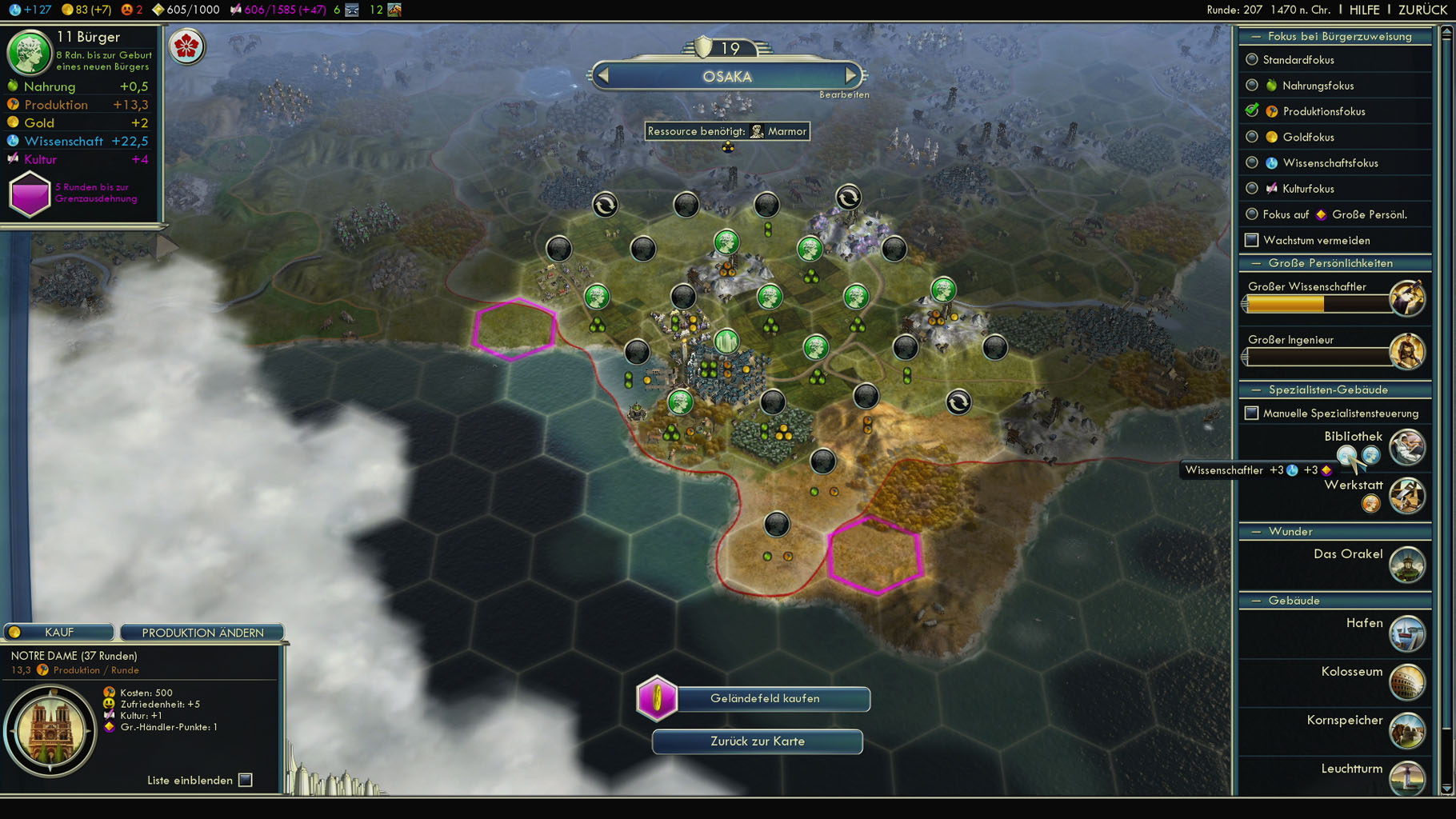 Die Bürger können auf Wunsch vom Spieler manuell zugewiesen werden.