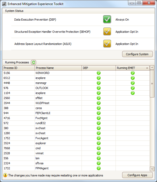 Microsoft Enhanced Mitigation Evaluation Toolkit (EMET) 2.0