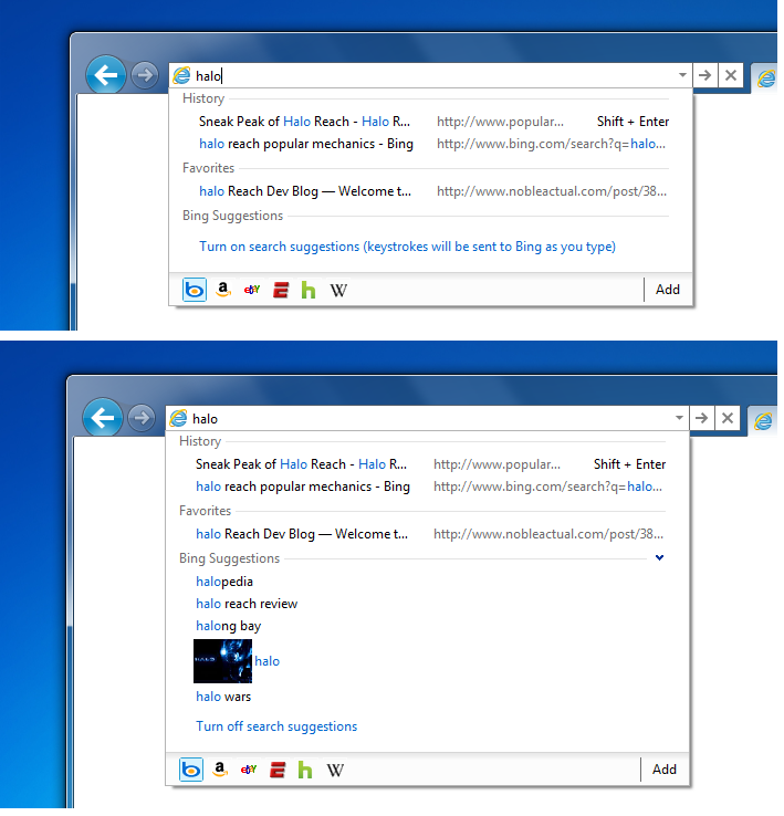 Internet Explorer 9 mit One Box