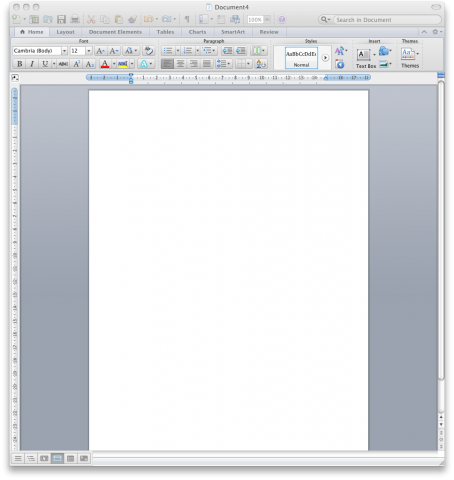 ... und viele Bedienflächen bei einem leeren Dokument.