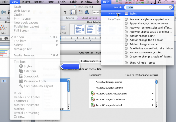 Wer bestimmte Kommandos sucht, kann sie unter Mac OS X leicht finden.