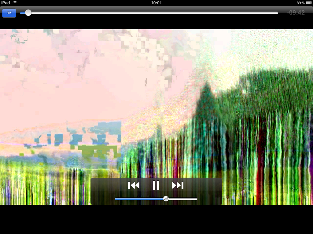 ... versagt aber auch bei 720p-Dateien mit hoher Bitrate. Ein Problem, dass Apples eigene Abspielsoftware im iPad auch hat.