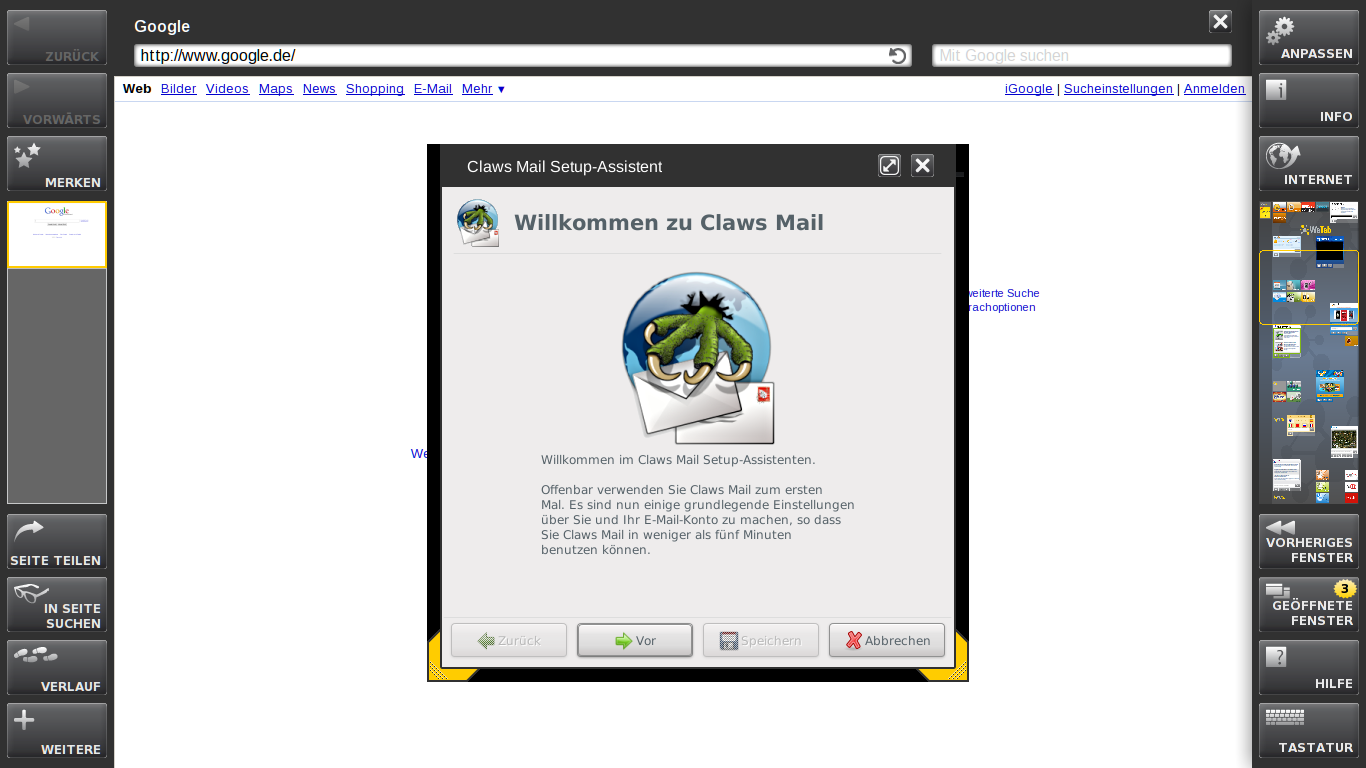 Für E-Mail, Kalender und Adressbuch ist Claws zuständig.