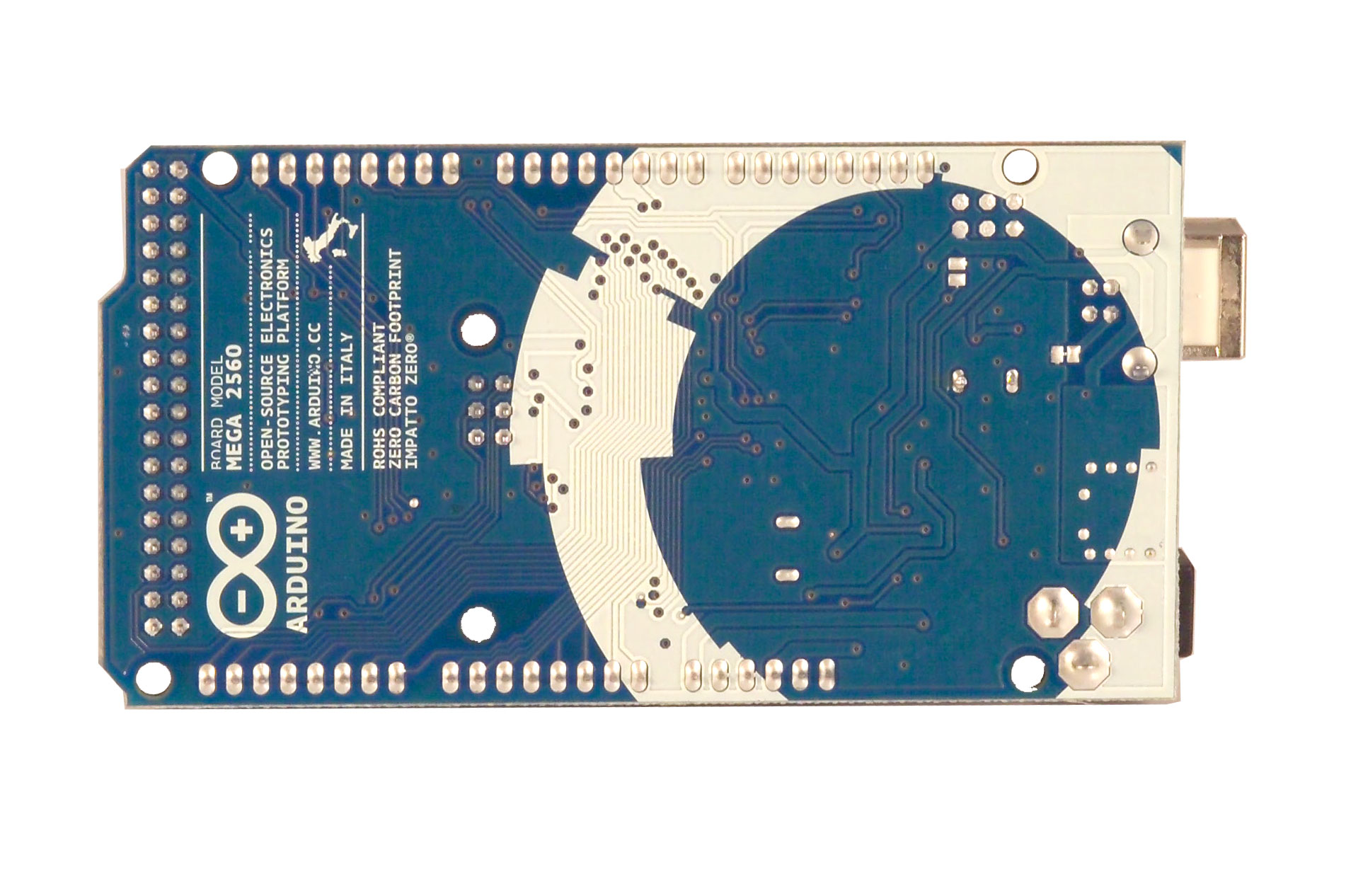 Die Rückseite des Arduino Mega 2560
