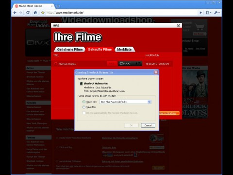 Mit dem DivX-Player wird der Einkauf im eigenen Rechner registriert...
