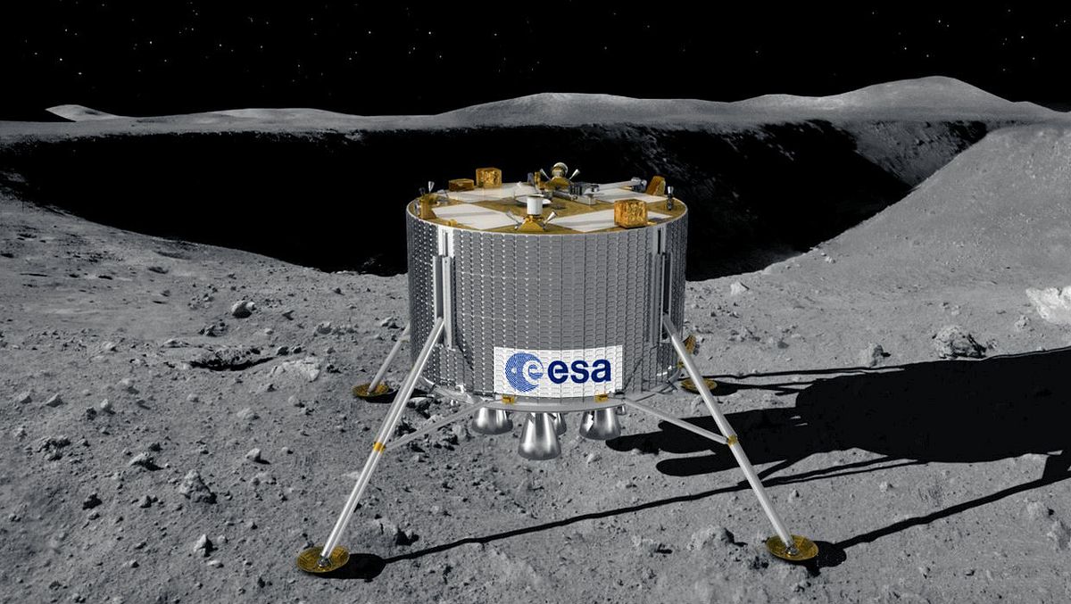 Die Mondelandefähre soll am Südpol des Mondes aufsetzen (Bild: Esa)