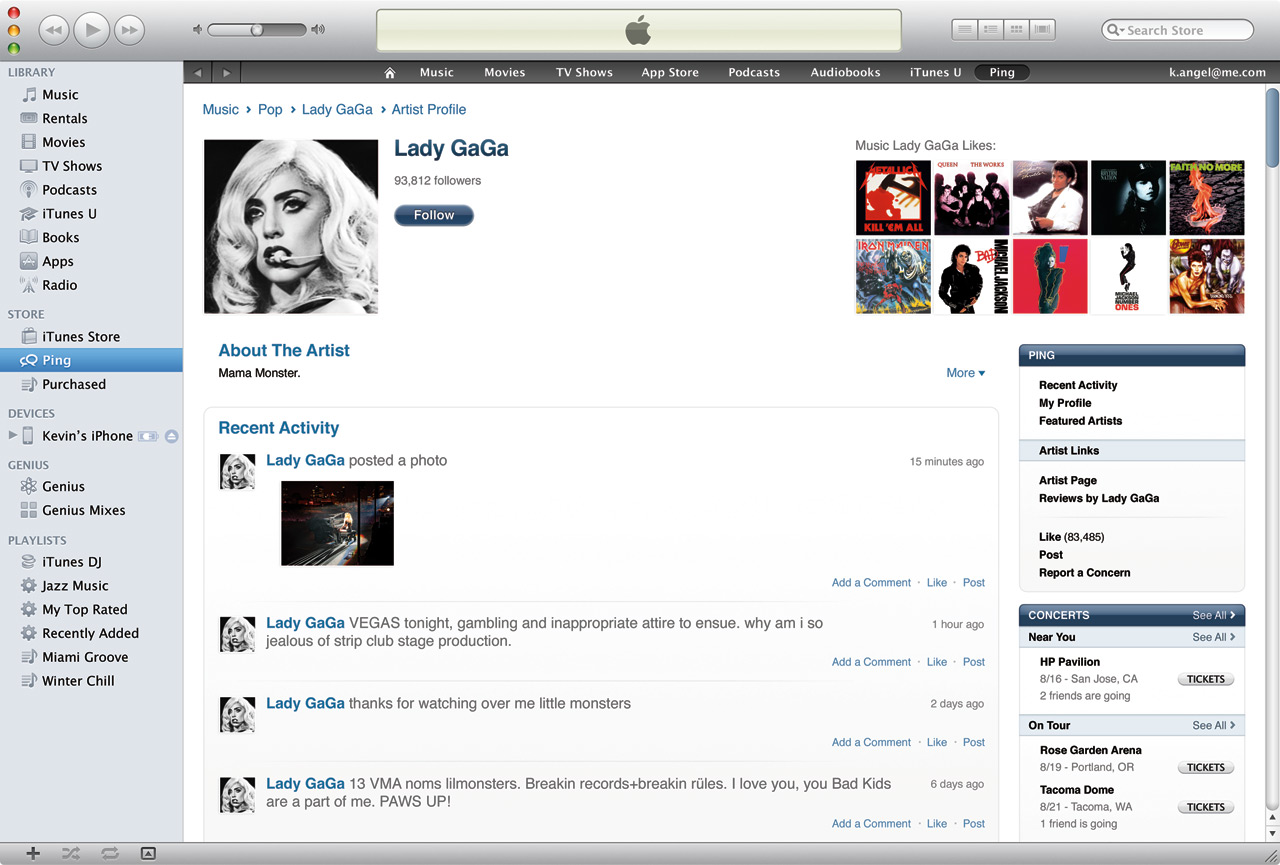 iTunes 10 - Künstlerprofil