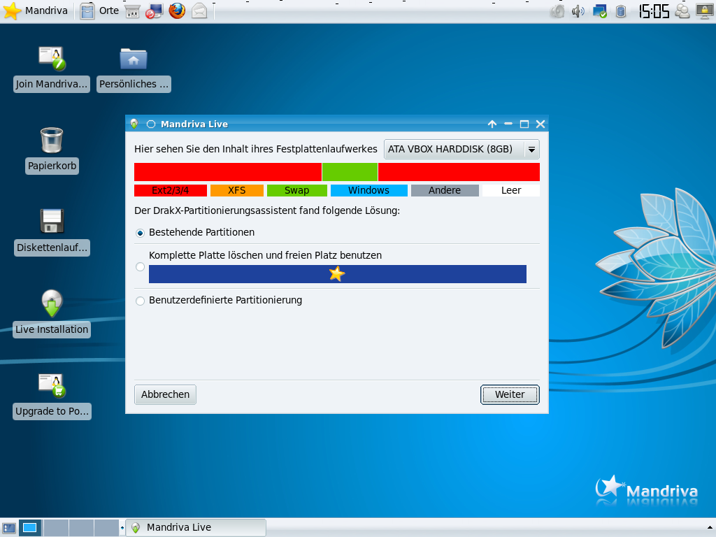 ... bringt einen übersichtlichen Partitionsmanager mit ...