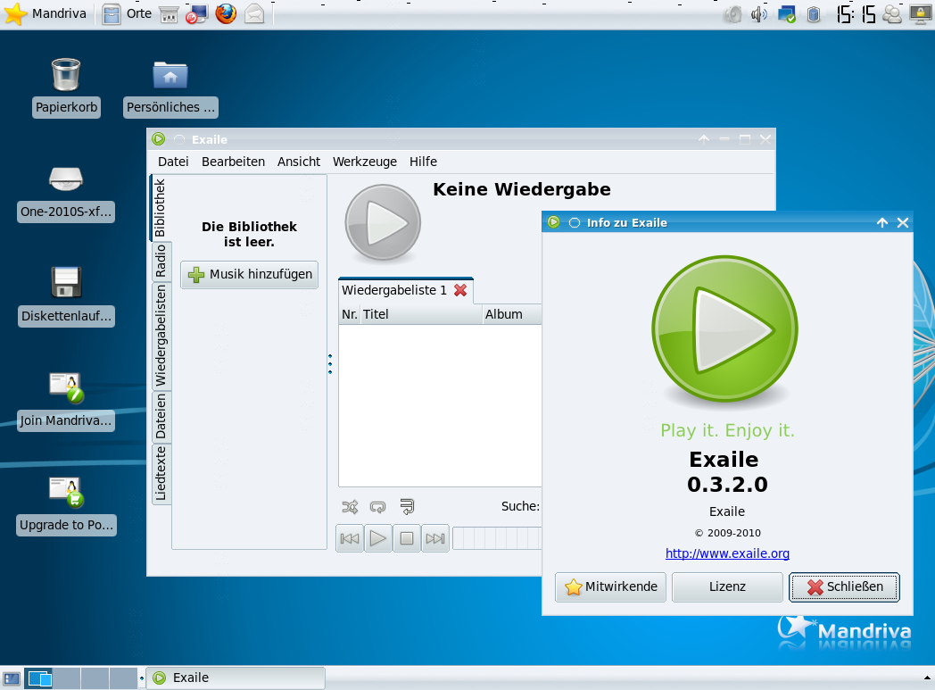 ... und der Musikplayer Exaile zuständig.