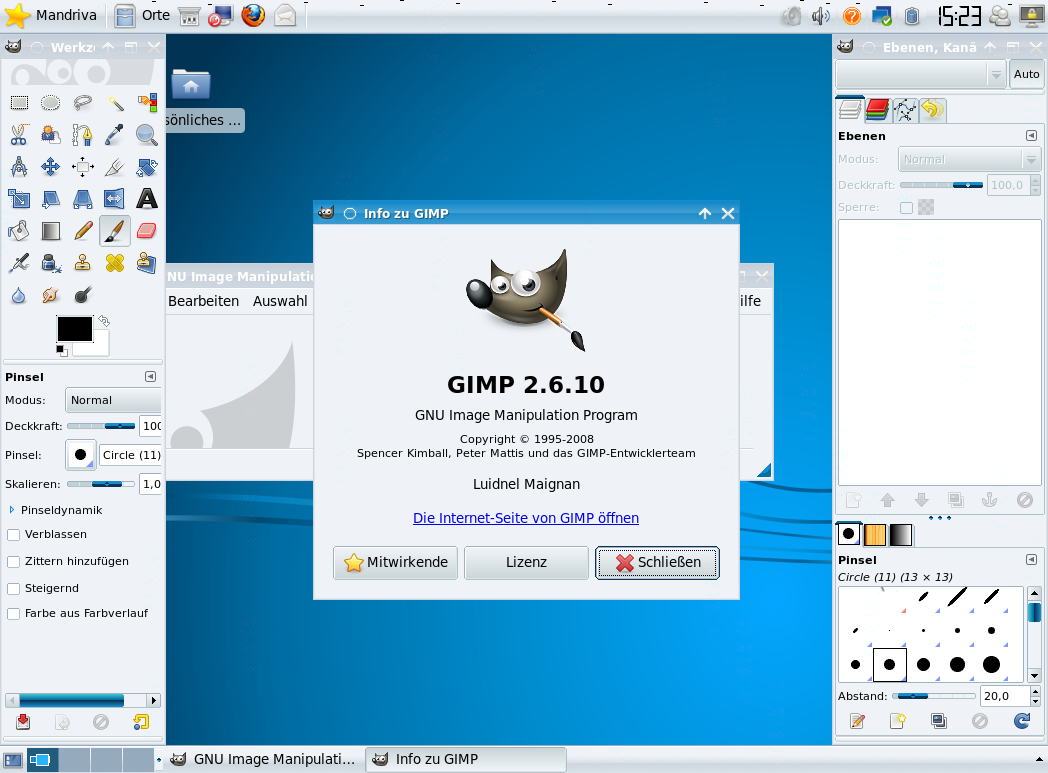 Gimp steht in der Version 2.6.20 zur Verfügung.