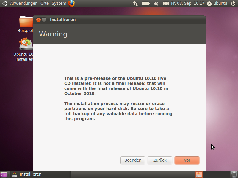 Die Entwickler warnen vor dem Einsatz der Betaversion.