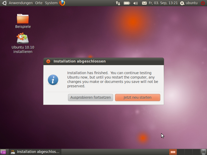 Zum Abschluss muss der Rechner neu gestartet werden. 