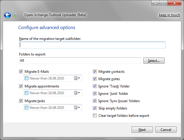 Open-Xchange Microsoft Outlook Uploader