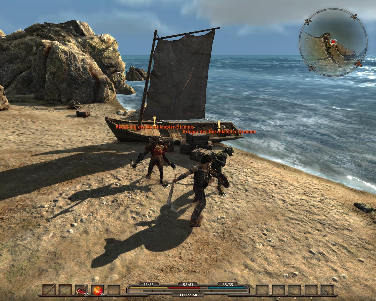 Am Strand warten ein paar Goblins.