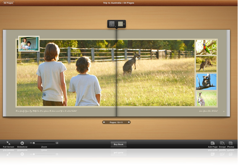 iLife 11 - iPhoto Fotobuch Seitenansicht