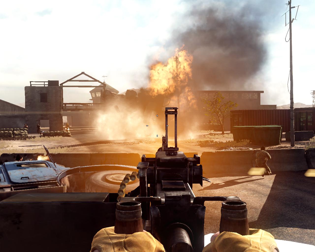 Der Spieler kämpft am stationären Geschütz.