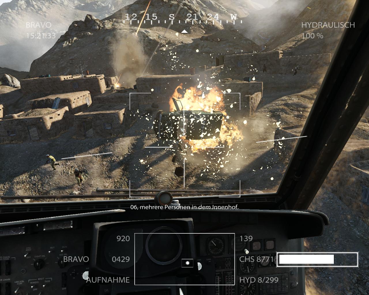 Als Bordschütze zerstört der Spieler ein Talibandorf.