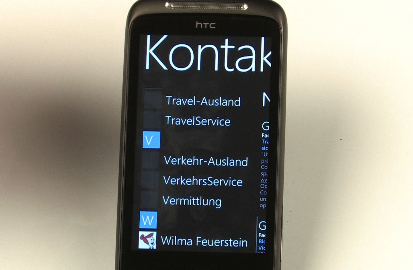 Adressbuch mit verknüpften Kontakten