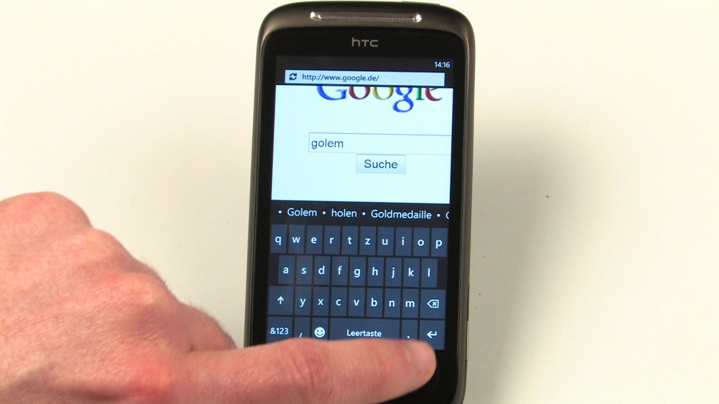 Bildschirmtastatur von Windows Phone 7 im Hochformat
