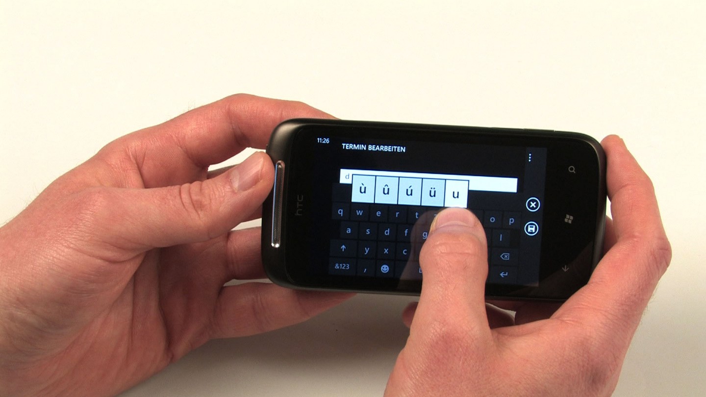 Bildschirmtastatur von Windows Phone 7 im Querformat