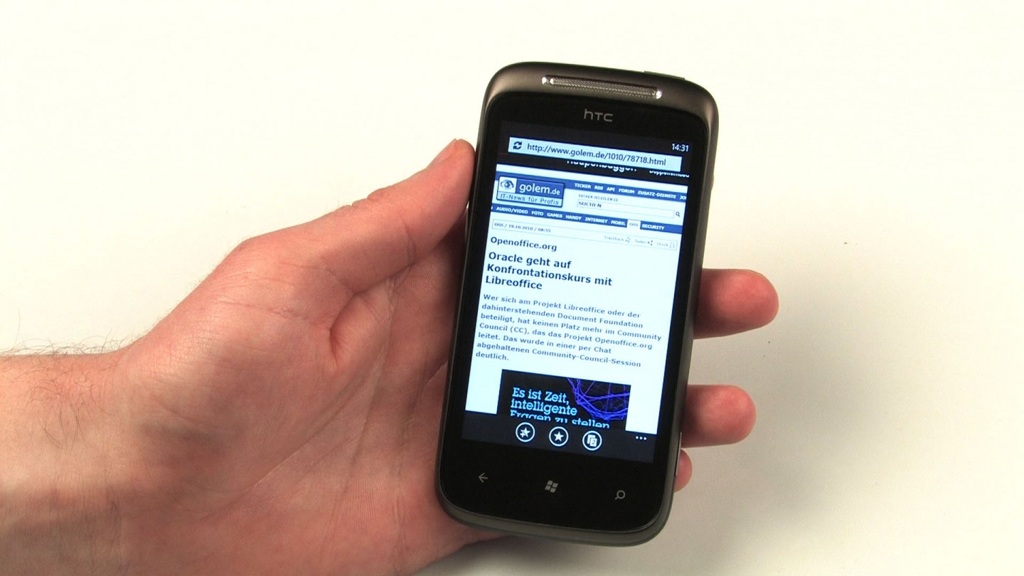 Internet Explorer mit geöffneter Golem.de-Seite