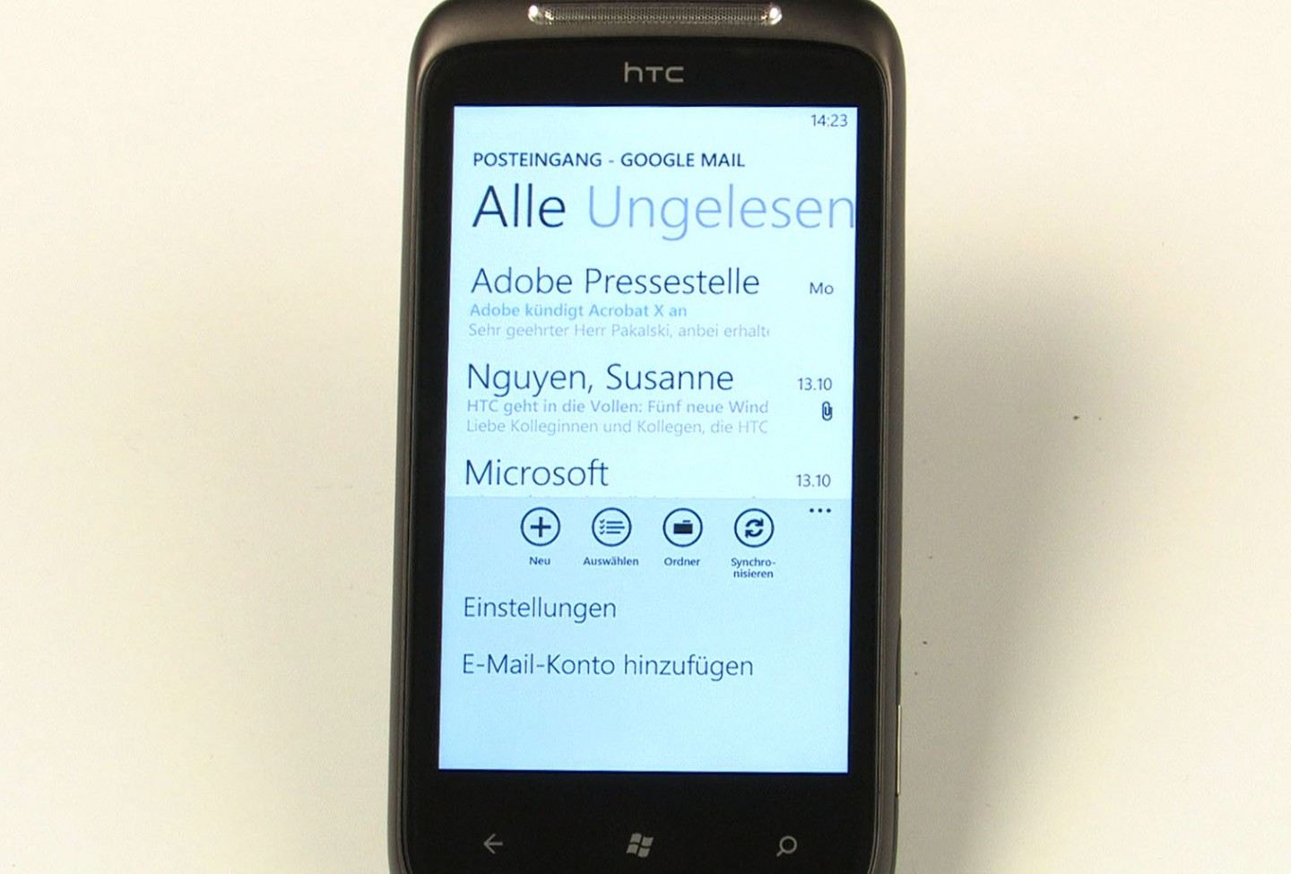 Optionen im E-Mail-Client