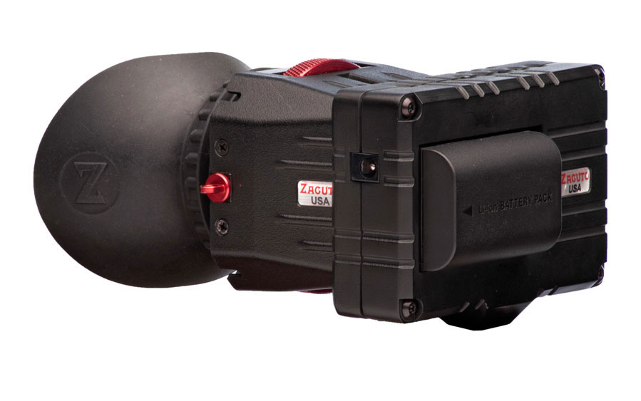 Zacuto Z-Finder EVF mit Akku an der Rückseite