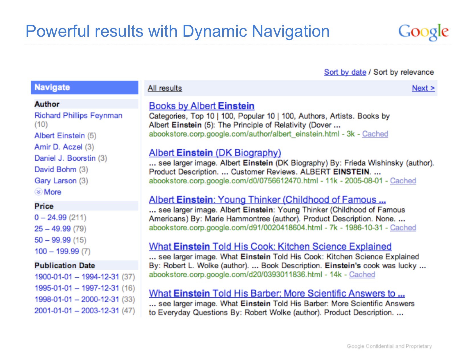 Google Search Appliance 6.8 mit dynamischer Navigation