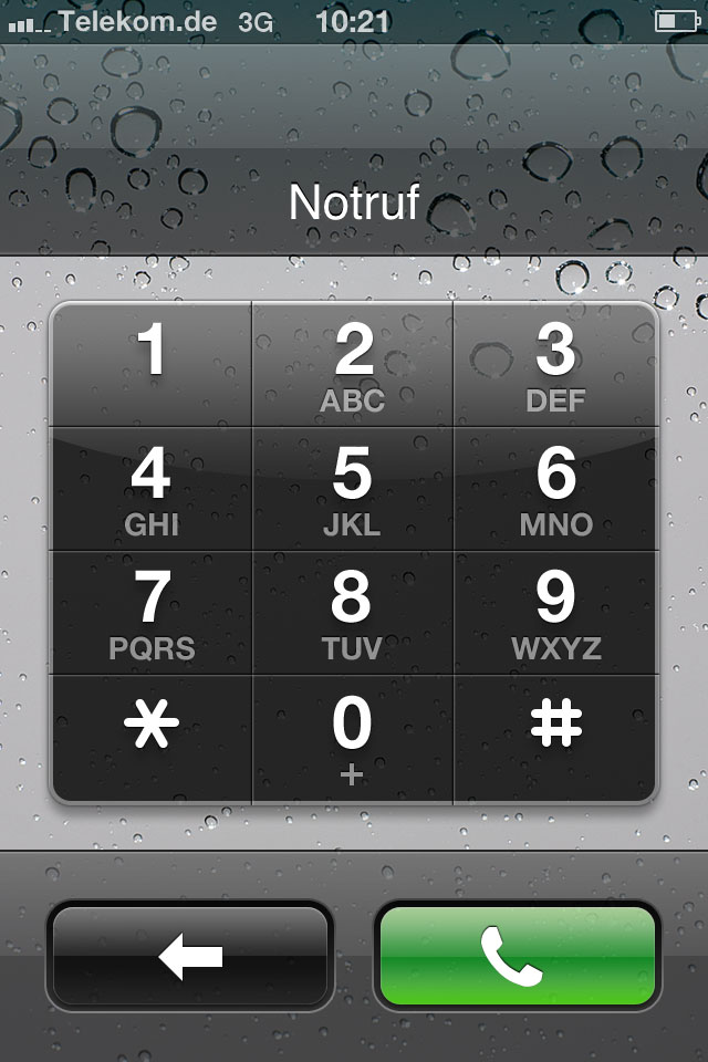 Notruffunktion: Ein Druck auf die Standby-Taste beim Wählen gewährt Zugriff auf alle Telefonfunktionen (Screenshot: Golem.de)