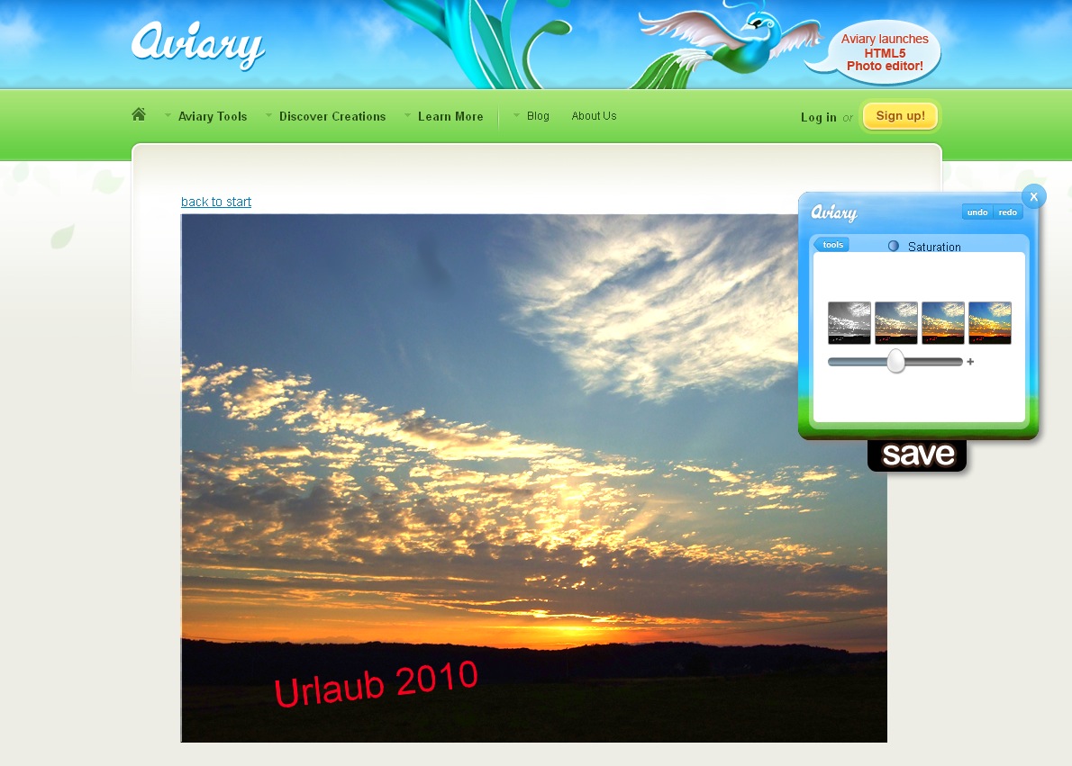 Aviary-HTML5-Editor - Sättigungseinstellung
