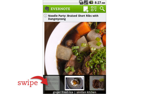 Evernote 2.0 für Android - Notizblätterfunktion