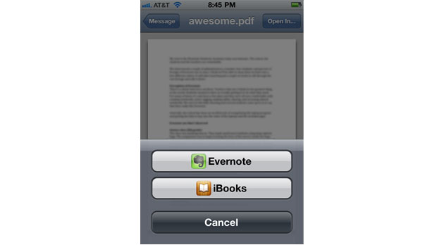 Evernote iOS - "Öffnen in"