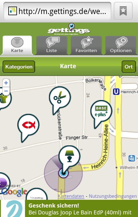 Gettings - Kartenansicht