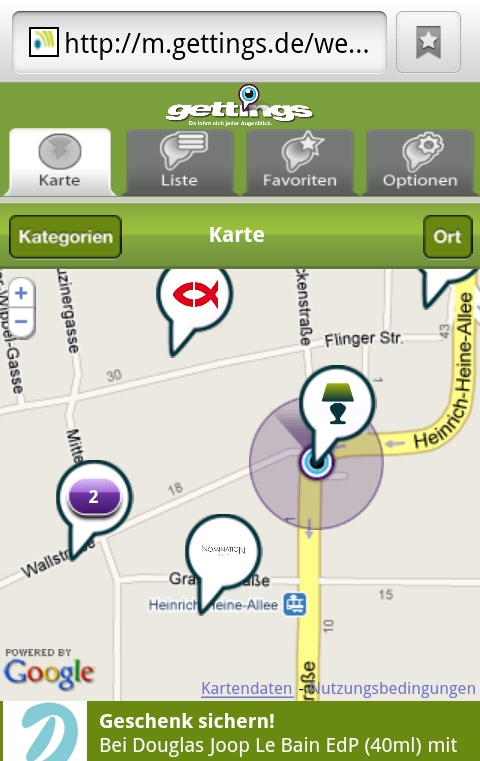 Gettings - Kartenansicht