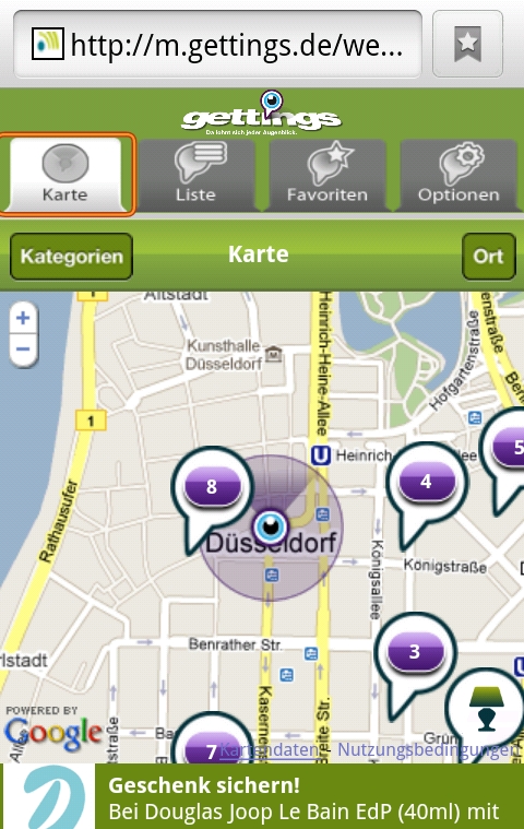 Gettings - Kartenansicht