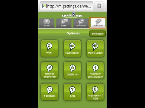 Gettings - Optionen