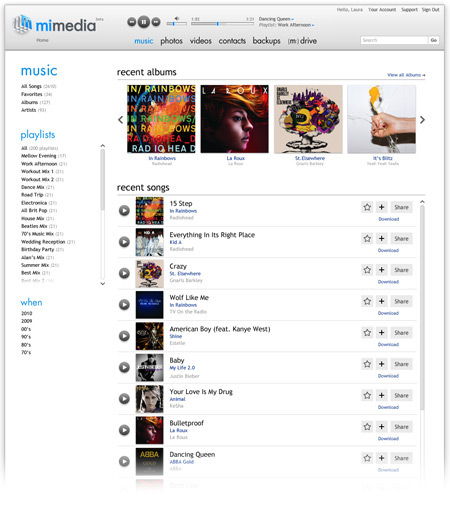 Mimedia - Benutzeroberfläche