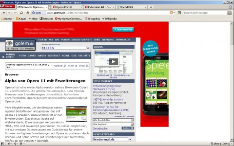 Opera 11 - Tab-Stapel eingeklappt