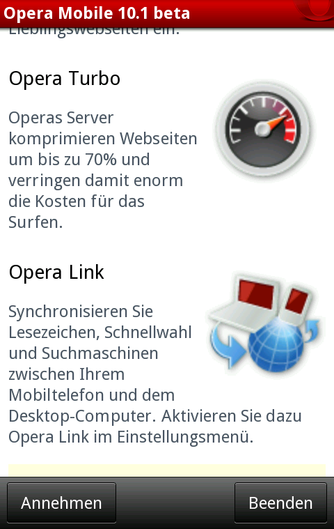 Opera Mobile 10.1 für Android