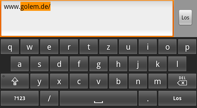 Opera Mobile 10.1 für Android mit Android-2.2-Bildschirmtastatur