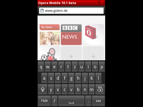 Opera Mobile 10.1 f&uuml;r Android mit Bildschirmtastatur unter Android 2.2