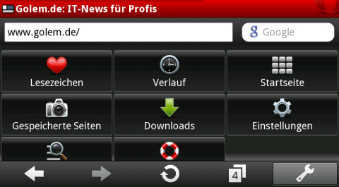 Opera Mobile 10.1 f&uuml;r Android - Optionsmen&uuml;