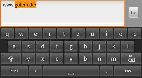 Opera Mobile 10.1 f&uuml;r Android mit Android-2.2-Bildschirmtastatur 