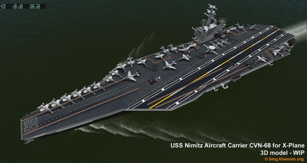 Modell der USS Nimitz für X-Plane 10
