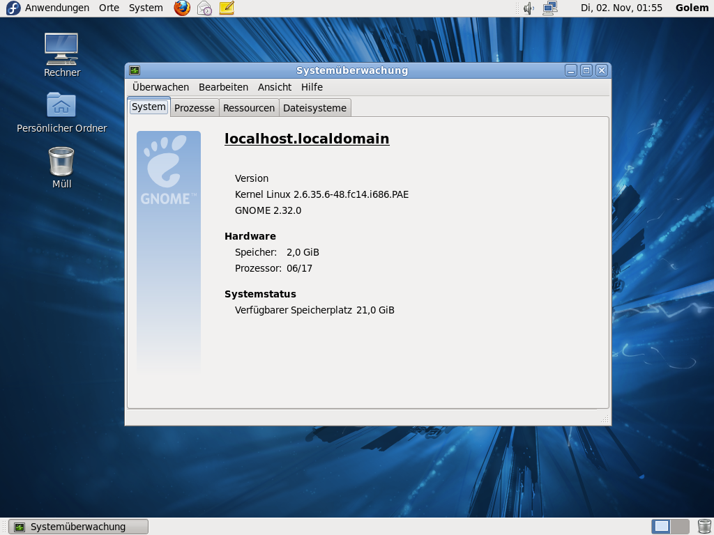 Fedora 14 bringt eine aktuelle Kernel-Version sowie den Gnome-Desktop mit.