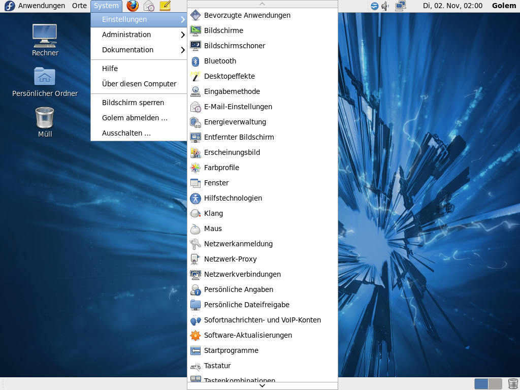 Einstellungen für den Gnome-Desktop