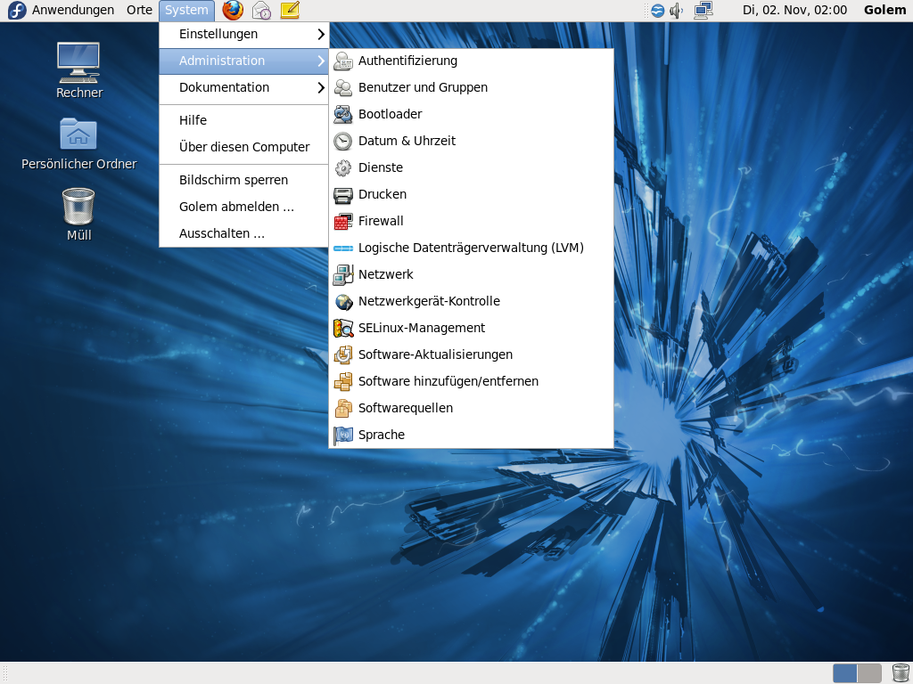 Systemverwaltungsprogramme für Gnome und Fedora