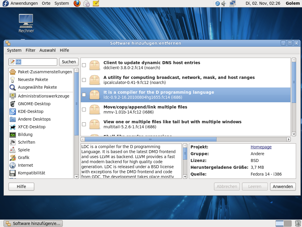 Für die Programmiersprache D haben die Entwickler einen Compiler beigelegt.