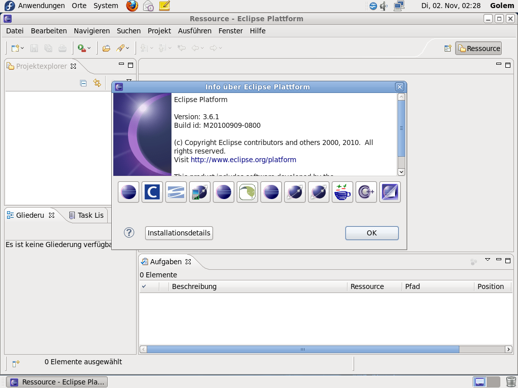 Die Entwicklungsumgebung Eclipse liegt in der Version Helios vor.